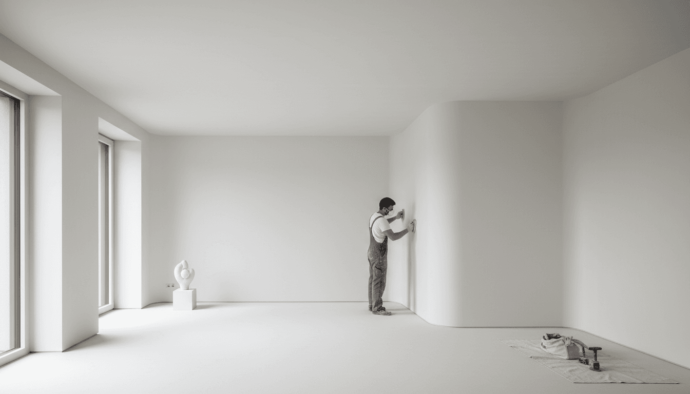 Finition talochée lisse sur un mur extérieur de maison