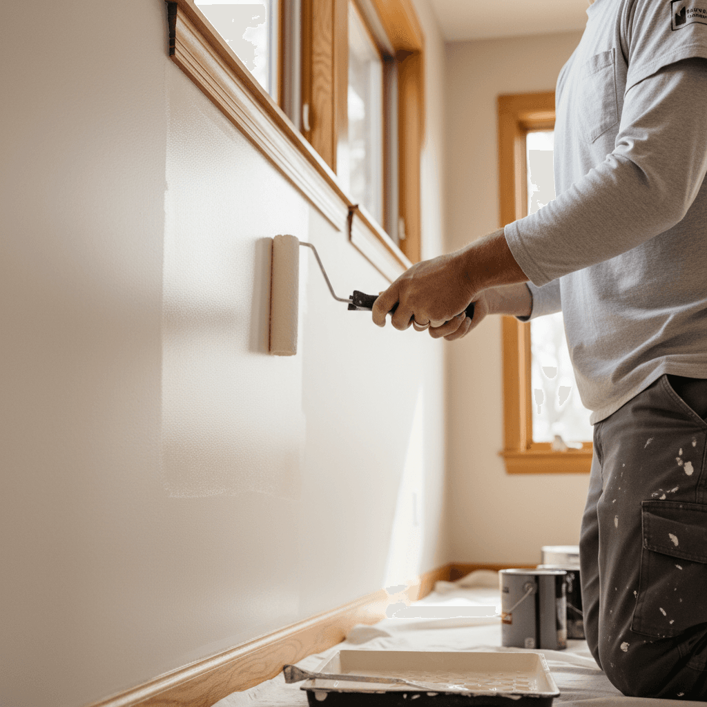 Application de peinture sur une façade extérieure